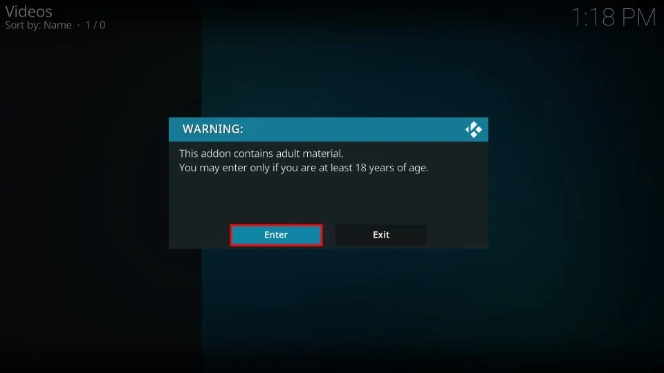 Cumination addon warning for age