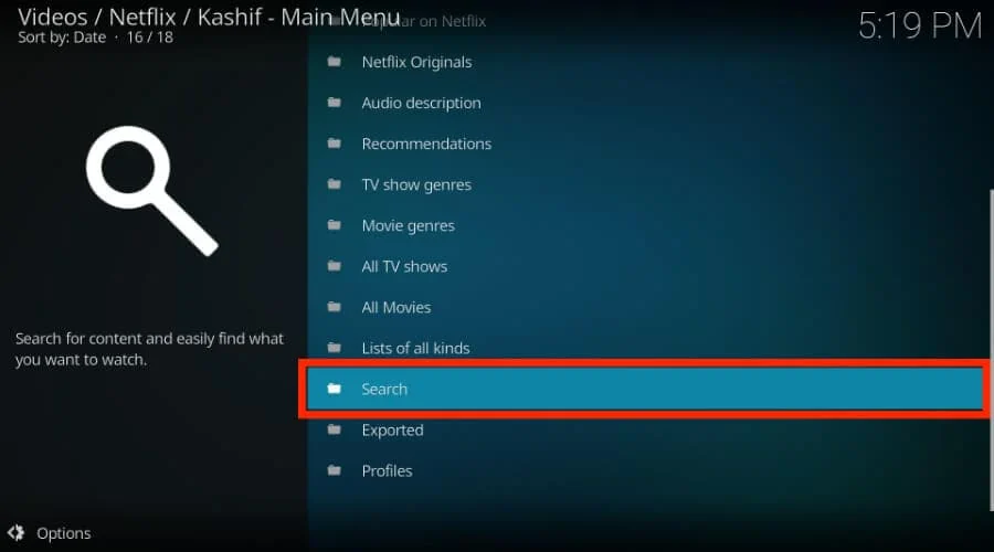 search netflix on kodi