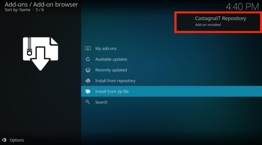 castagnait repository installed