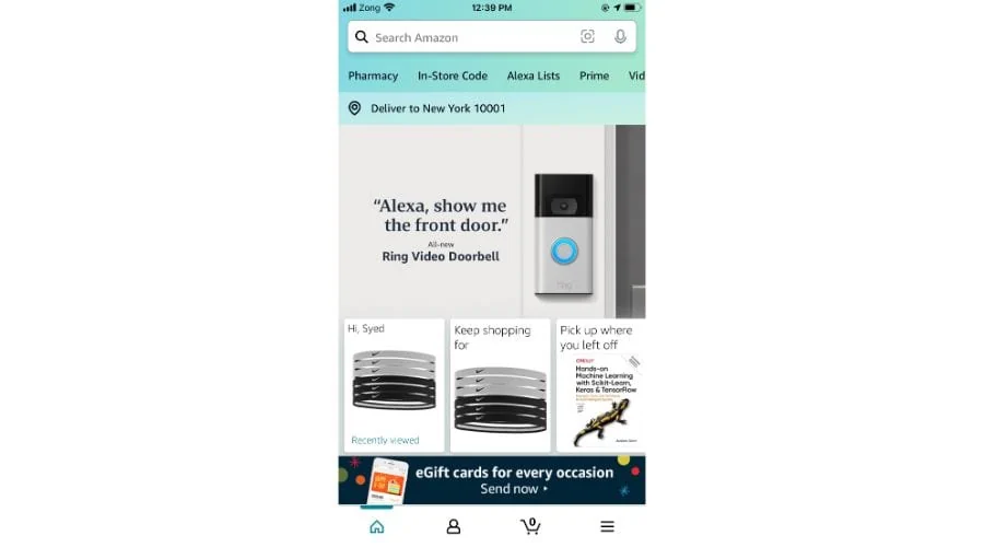 Amazon App Home Screen
