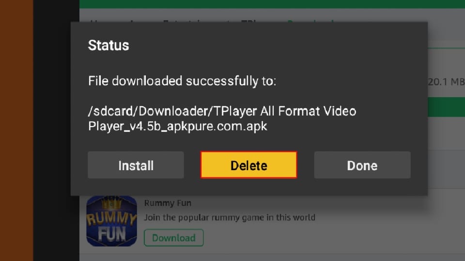 delete tplayer apk