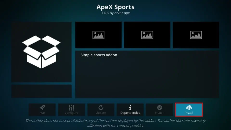 Installing ApeX sports kodi addon