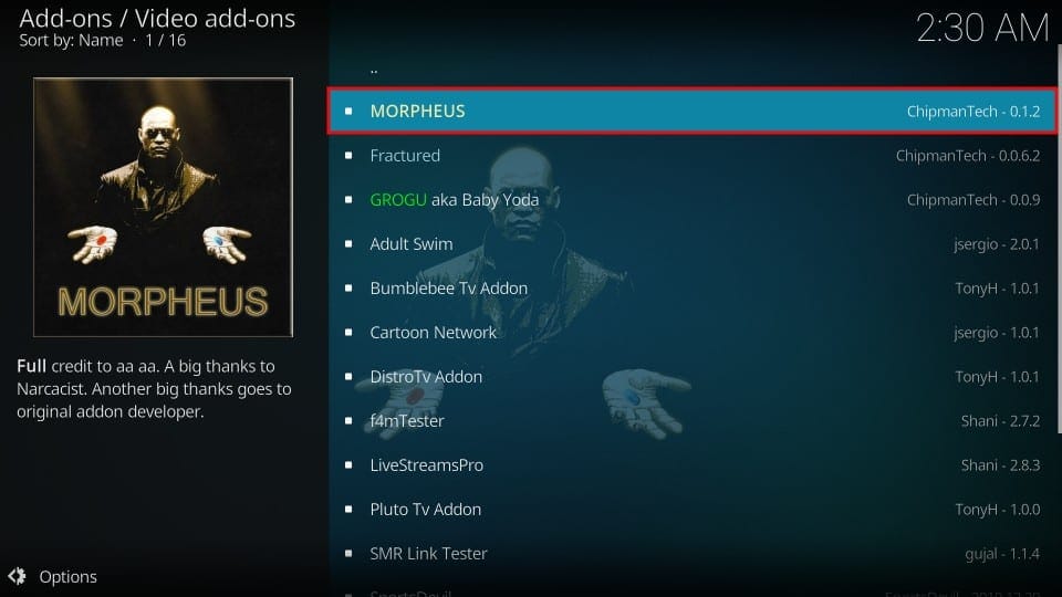 Morpheus addon