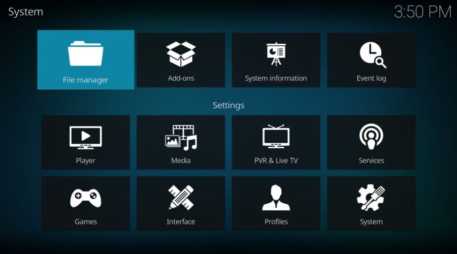 select kodi file manger