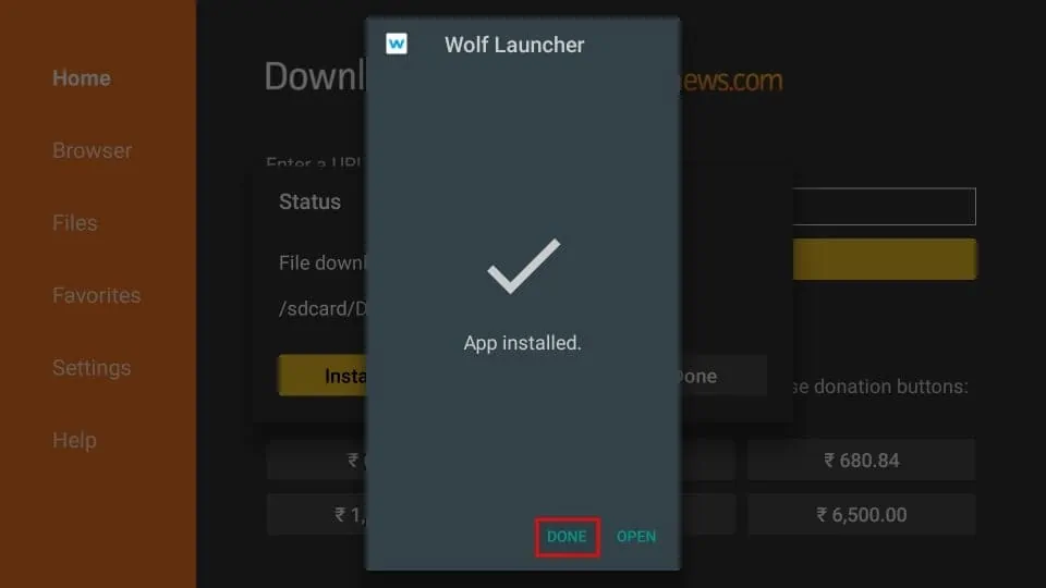 Wolf launcher installed on firestick