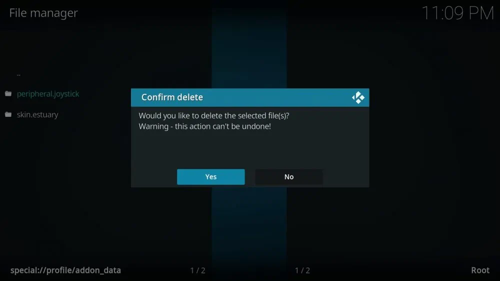 how to delete addons from kodi