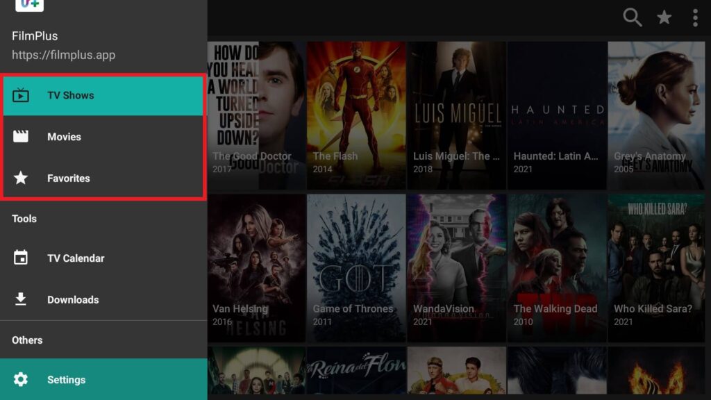 filmplus menu
