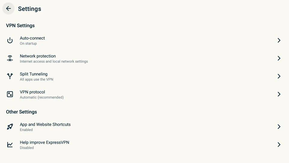 expressvpn settings for firestick or fire tv