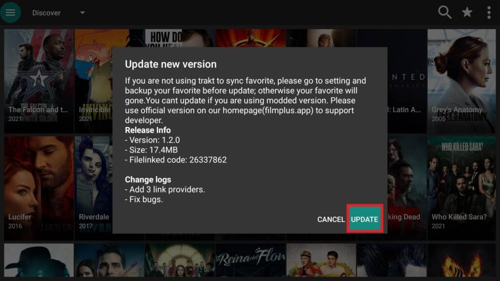 update filmplus apk