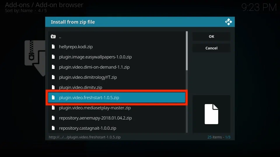 install from zip file