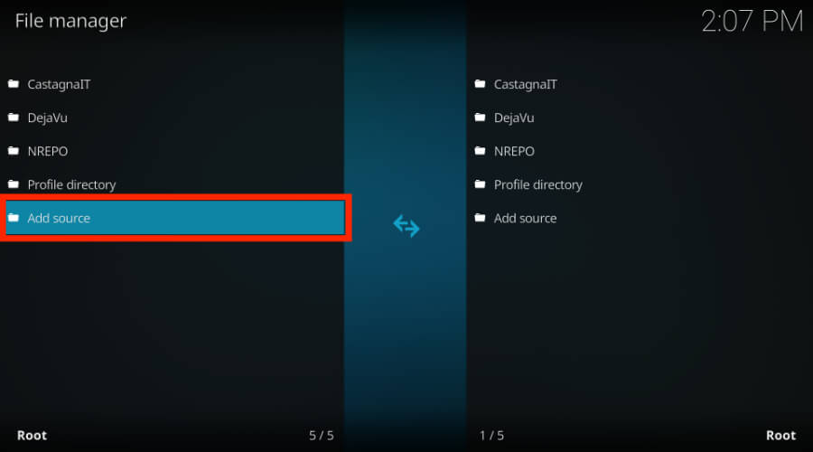select add source from file manger