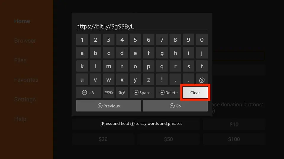 select clear button from url input box