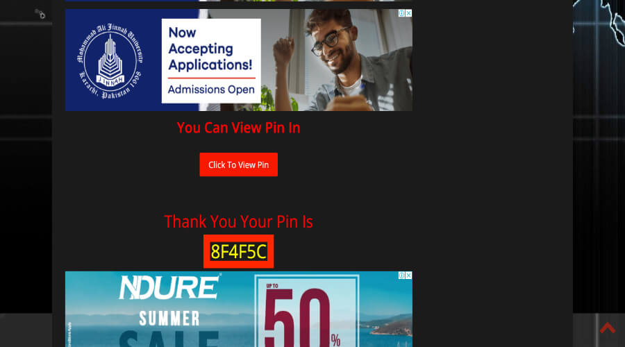 pin code