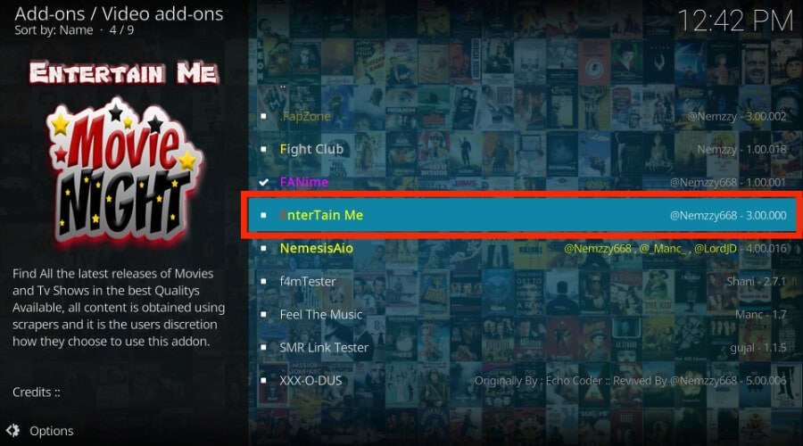 kodi entertain me addon