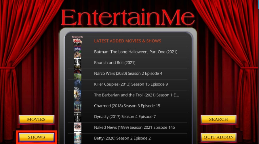 how to use entertain me kodi addon