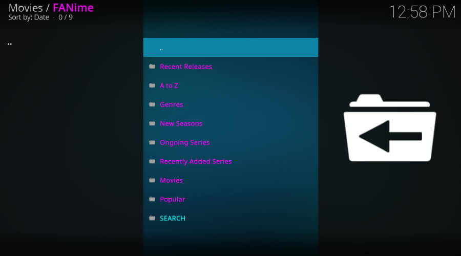 use fanime kodi addon