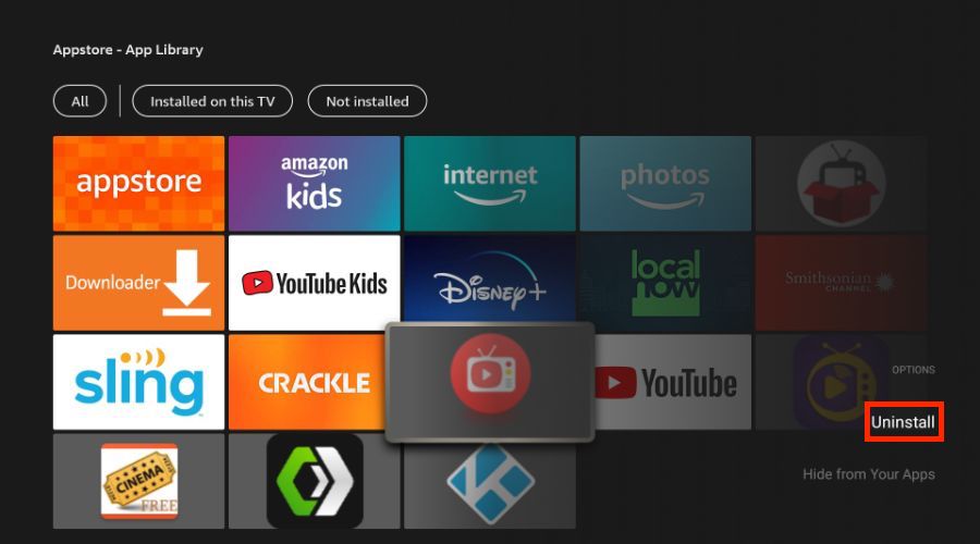uninstall aos tv app