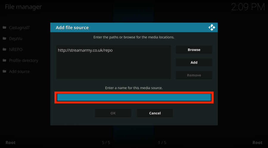 click on media source tab