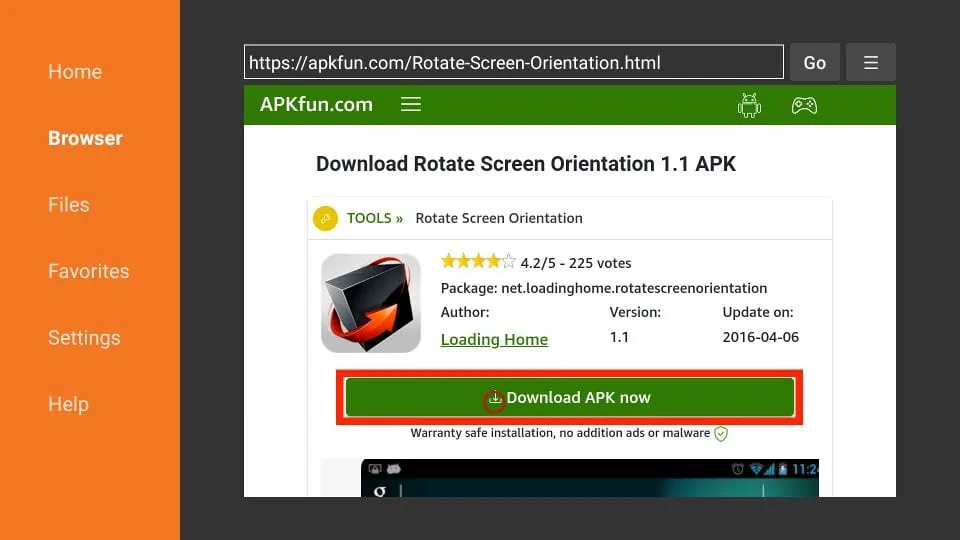 click on the download apk now option