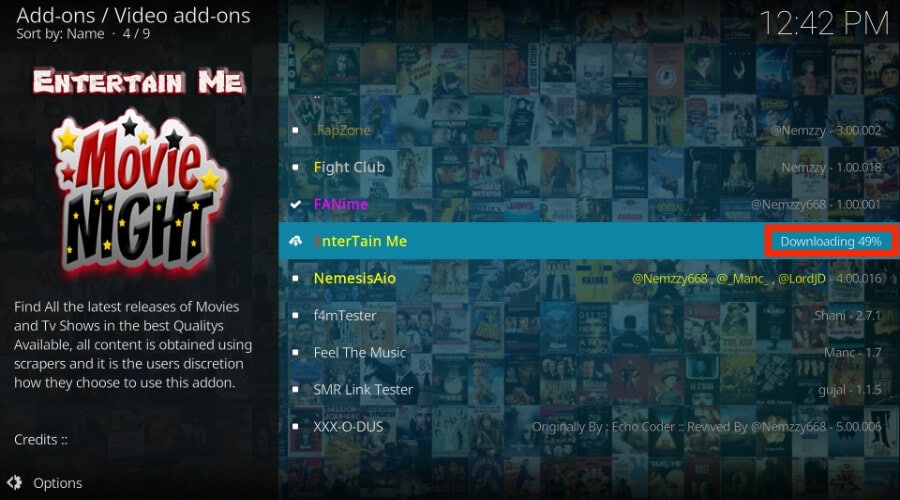 entertain me kodi addon downloading