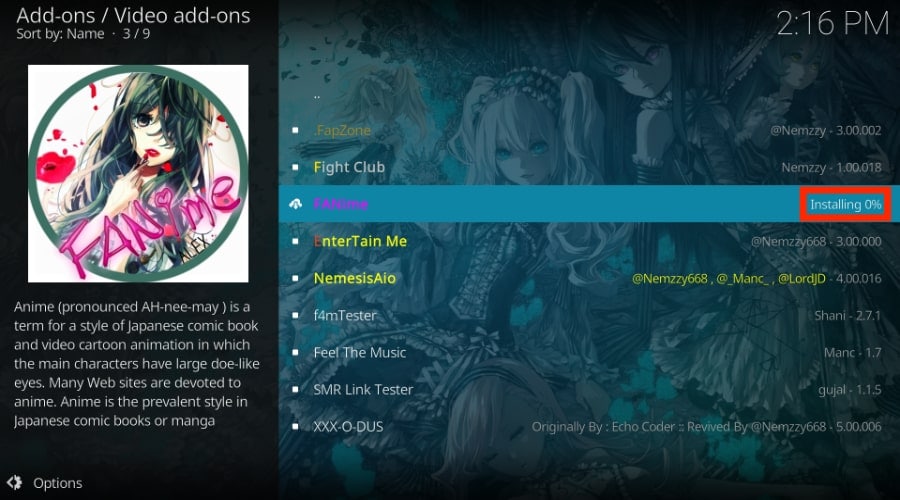 fanime kodi addon downloading