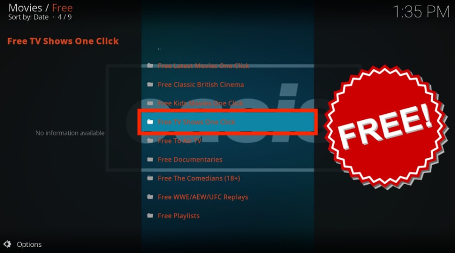 select free tv shows one click folder