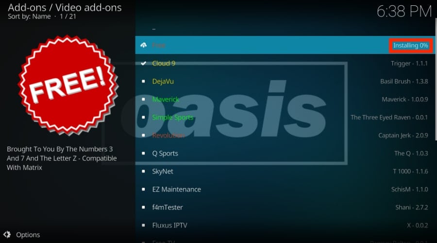 installing free addon on kodi