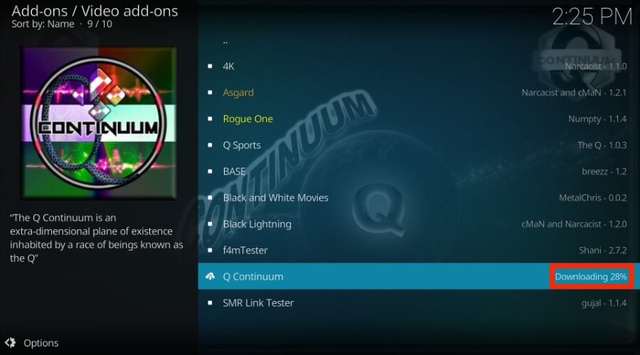 Q Continuum Kodi addon