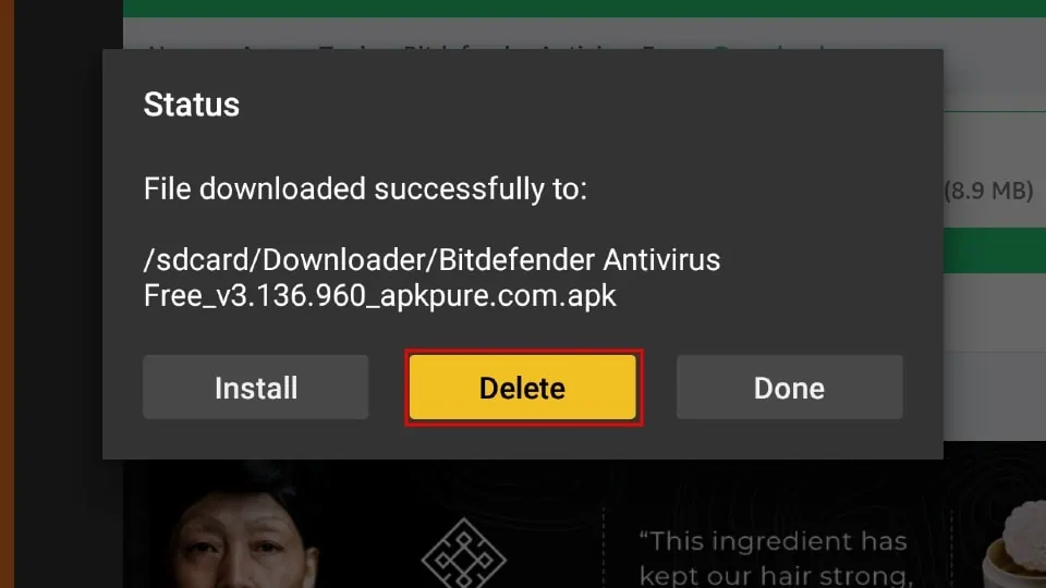 Delete Bitdefender APK from Firestick