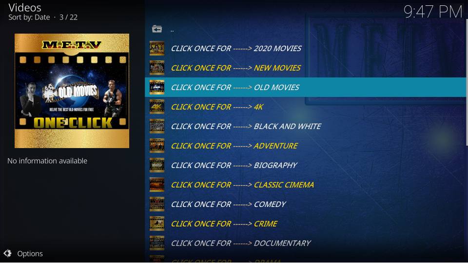 CLICK ONCE MOVIES SECTION