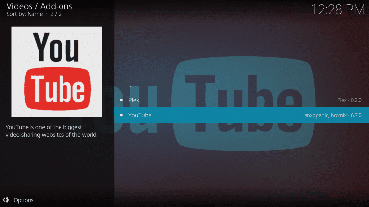 you tube addon