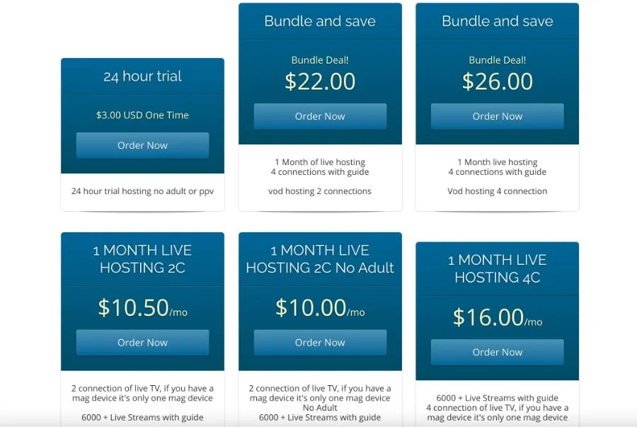 Dynasty IPTV pricing plans