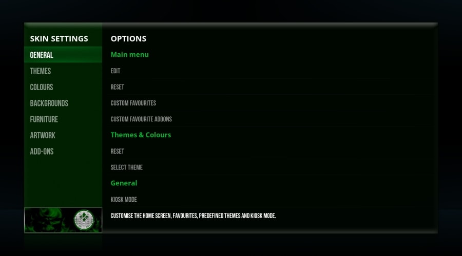 Fallout Skin settings