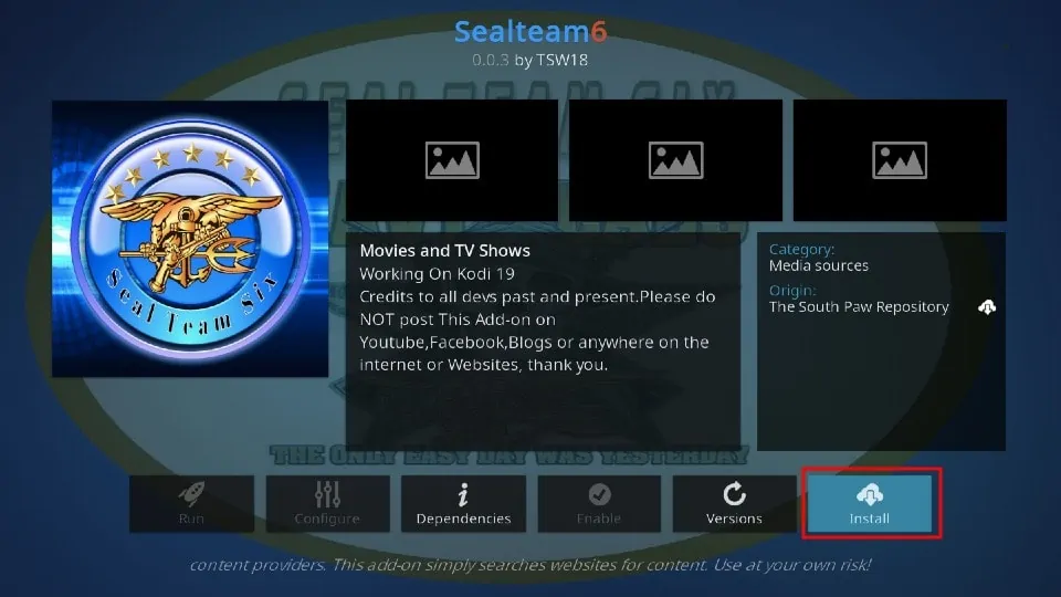 how to install sealteam6 kodi addon