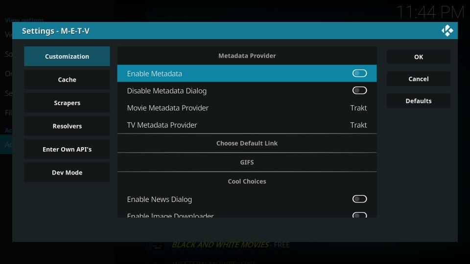 metv settings