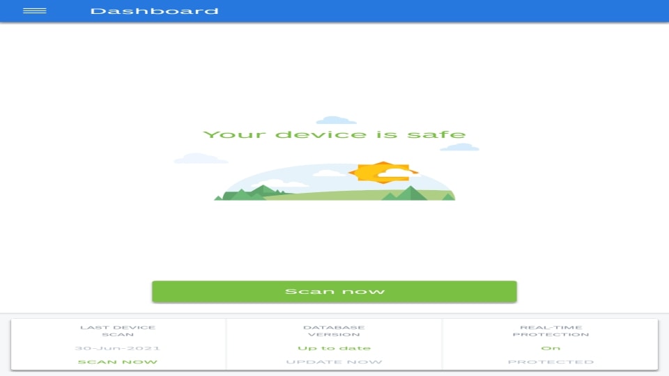 Malwarebytes homescreen