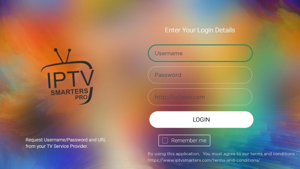 tela de login iptv smarters no roku