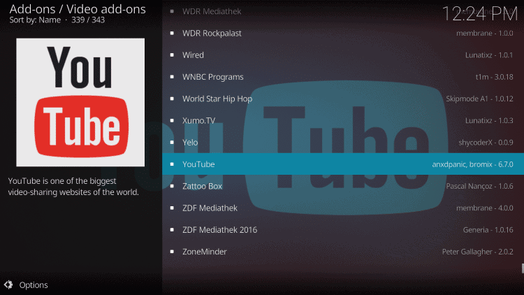kodi youtube addon