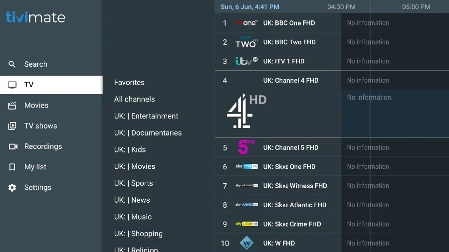 Setup Guides tivimate iptv player home screen