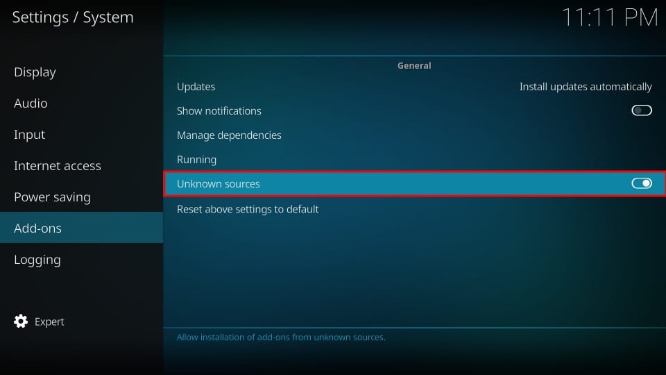 enable Unknown source 
