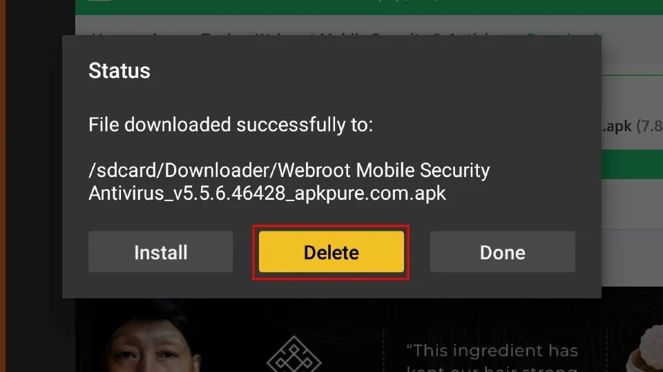 remove webroot apk