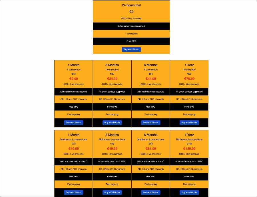 yeah iptv plans and pricing