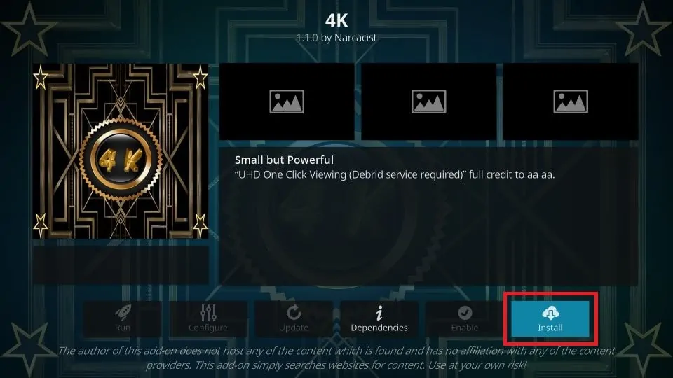 how to install 4K addon on kodi