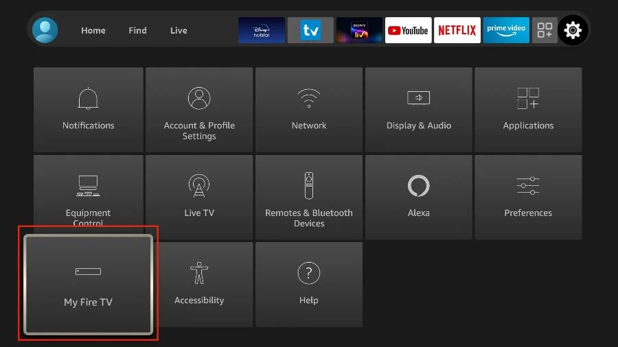 my fire tv menu
