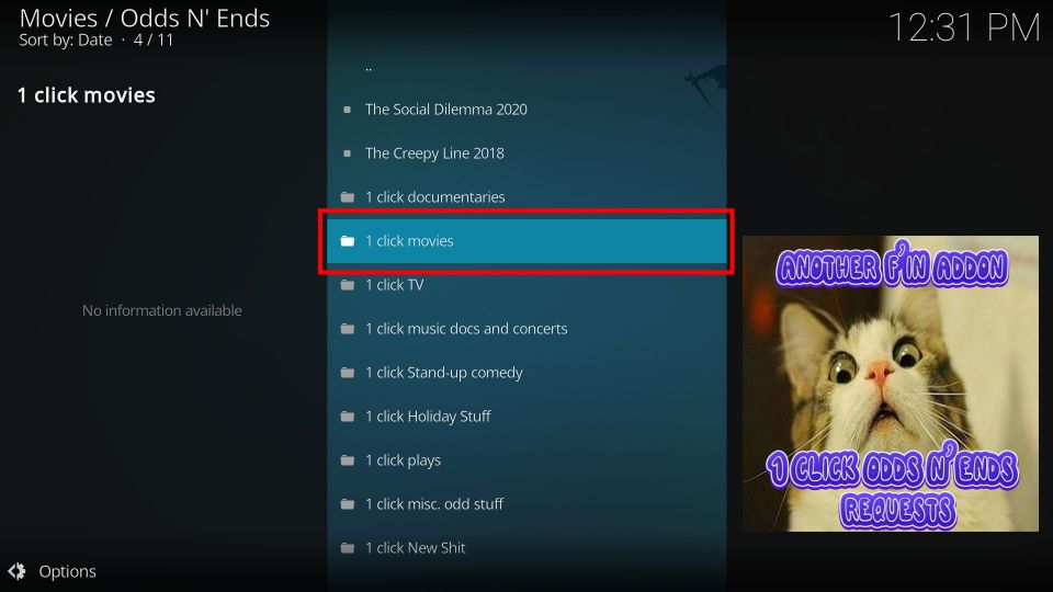 1 click movies on Odds N' Ends