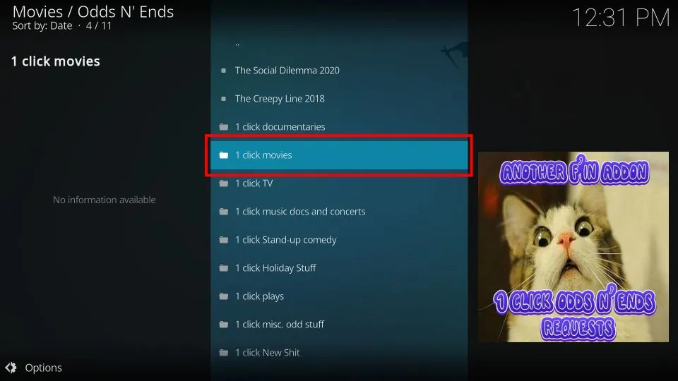 1 click movies on Odds N' Ends