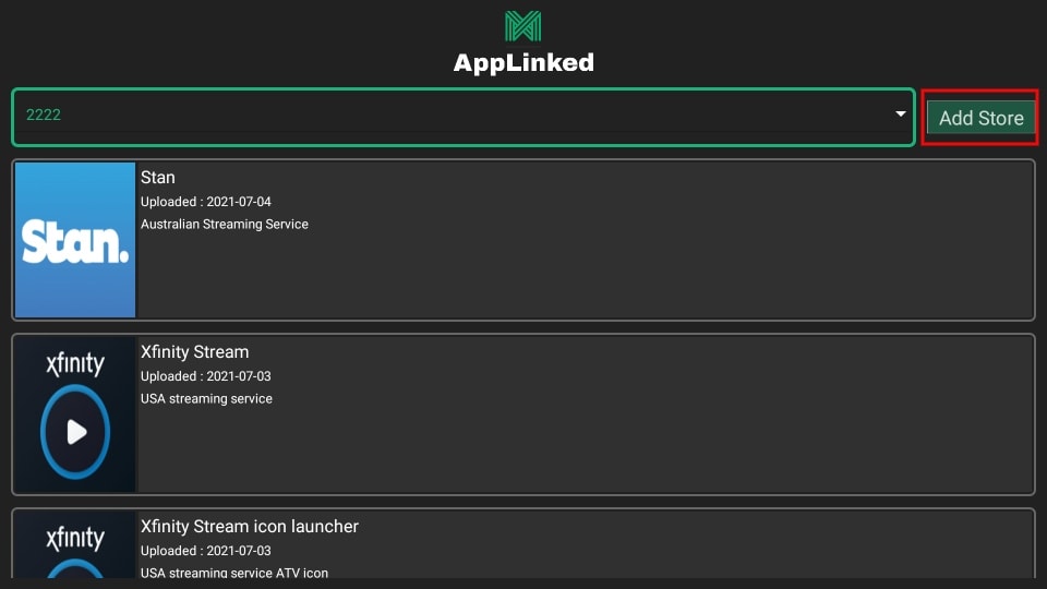Add Store on applinked