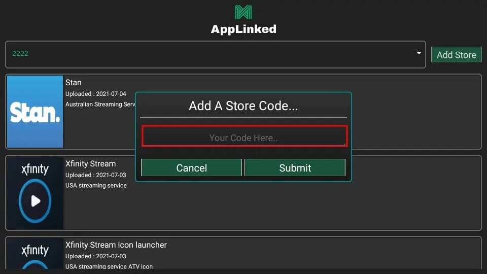 enter applinked code