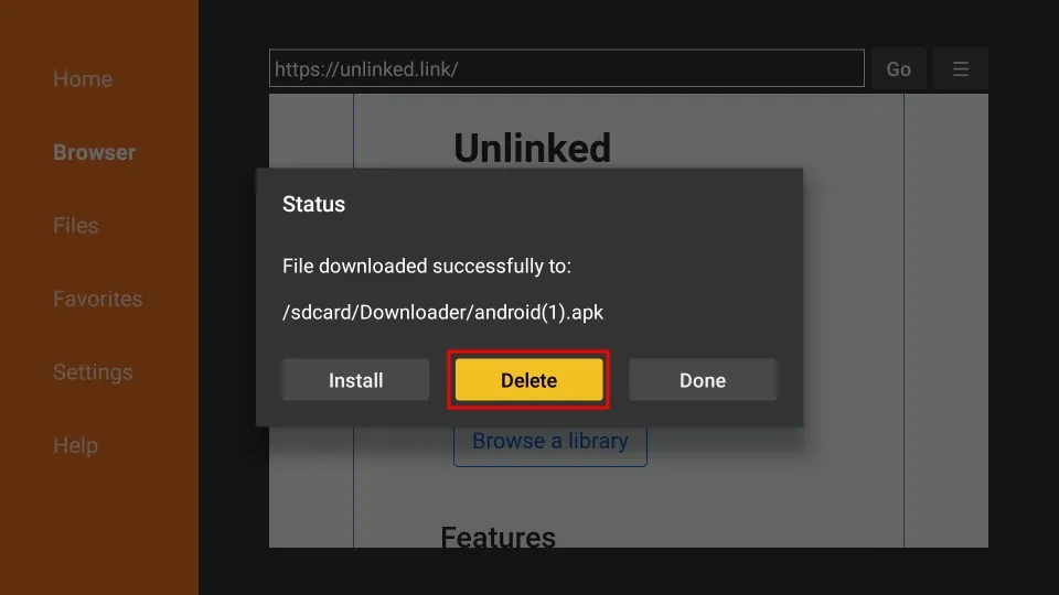 Delete unlinked APK file