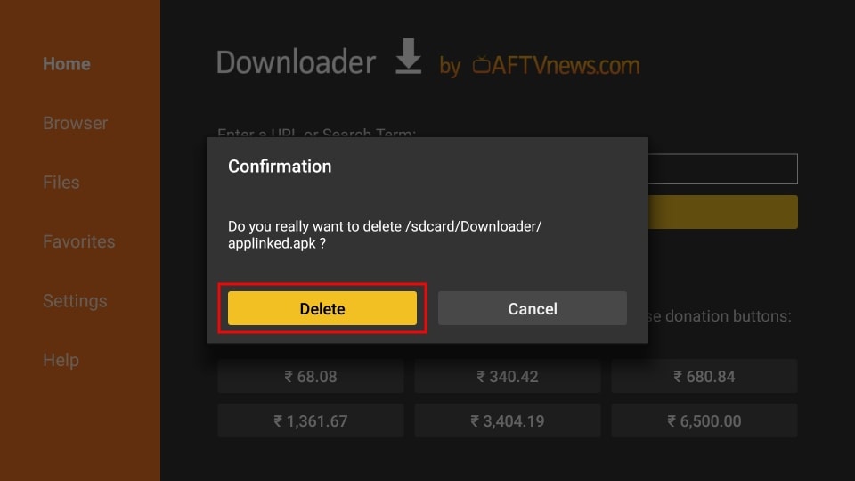 Delete notification